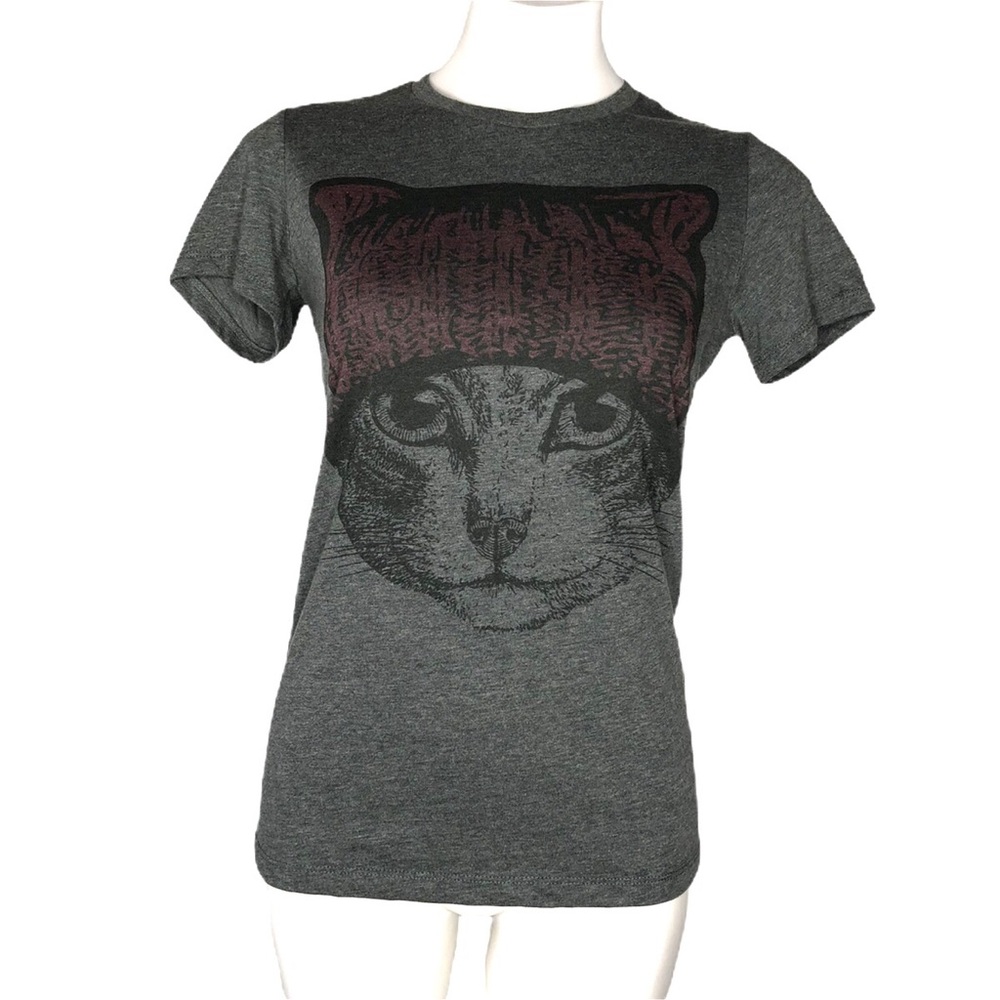 Bella Canvas Cat Face Heather Gray Stretch Tee